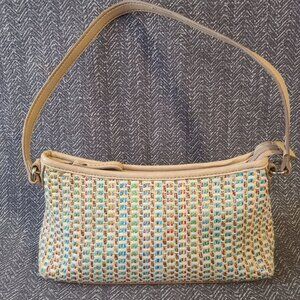 Relic woven straw multi-color purse
